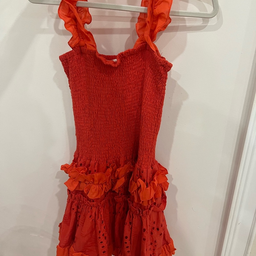 Red ruffle luxxel mini dress